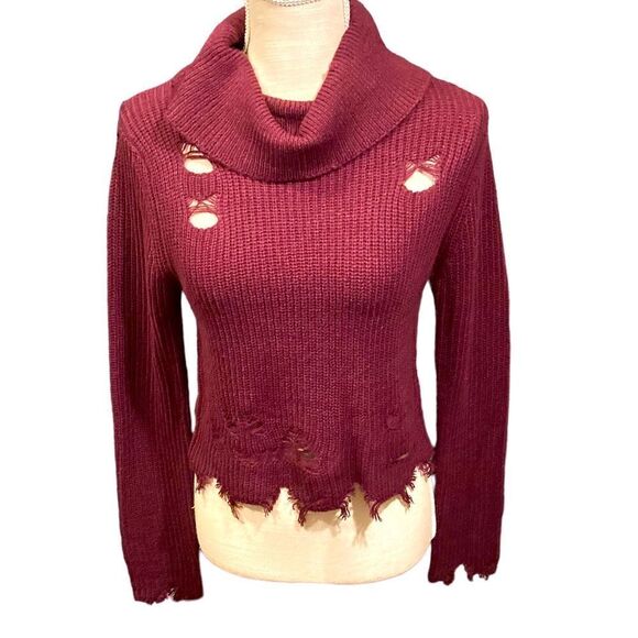 NWT Distressed Cropped Sweater - Picture 1 of 9